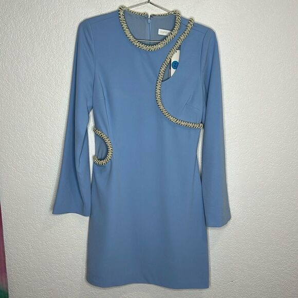 NWT SIMKHAI Katharine Embroidery Cut-out Mini Dress French Blue Size 4 - Picture 2 of 16